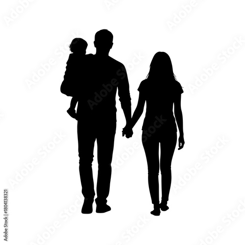 Silhouette of a married couple with their child