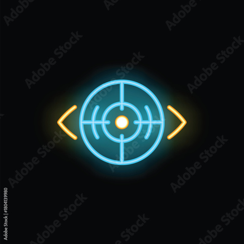 Neon eye focusing watching looking searching observing concept
