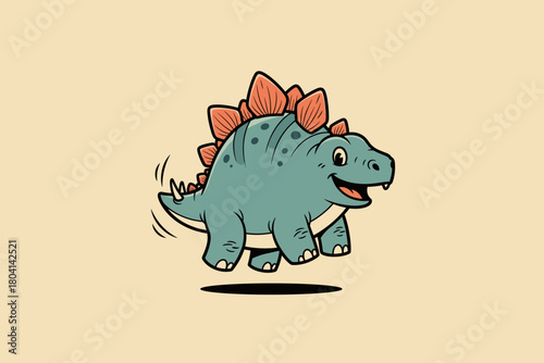 Cute cartoon stegosaurus dinosaur illustration.