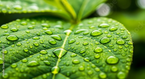 green leaf with water drops