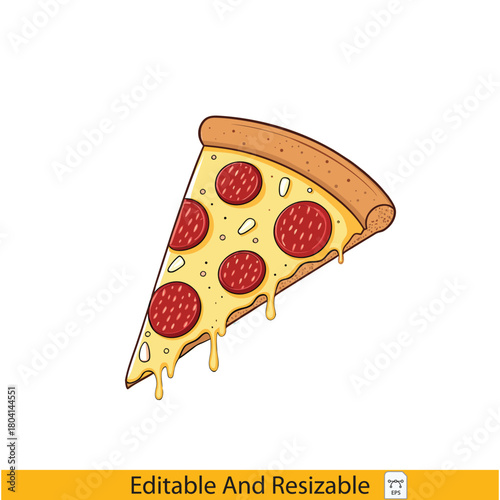 Delicious Slice of Pepperoni Pizza A Mouthwatering Culinary Illustration pizza, slice, pepperoni, food, share