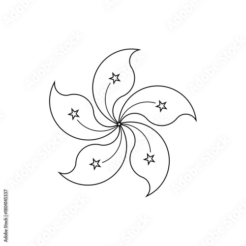 Hong Kong Bauhinia transparent outline emblem. Hong Kong flag element