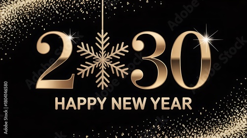 Elegant Happy New Year 2030 Celebration with Golden Design Elements