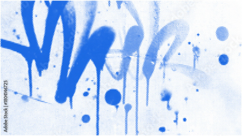 Urban blue graffiti halftone design with ink drips, spray stains, and bold comic tone. Street art background for modern poster or abstract texture layout.