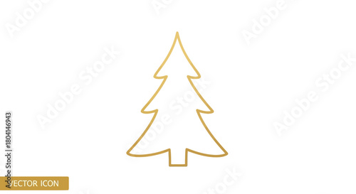 A simple golden outline of a Christmas tree icon against a white background, symbolizing holidays and winter celebrations.