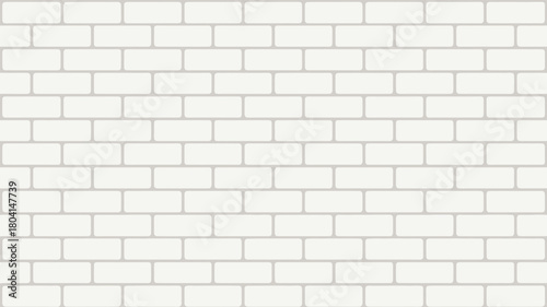 White brick wall pattern with gray grout in a horizontal view