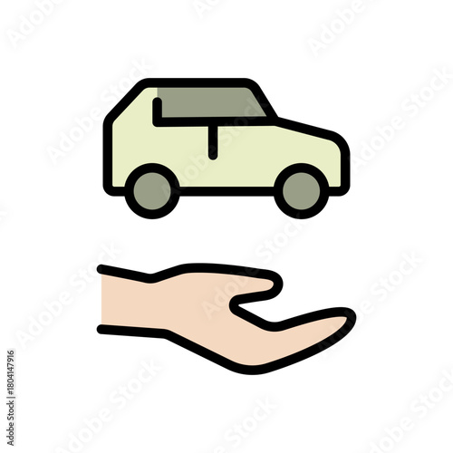 Car sharing color icon. Rental vehicle. Urban transportation, mobility. Vacation car flat symbol. Isolated illustration.