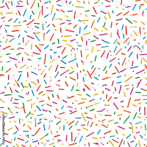 Colorful candy sprinkles seamless pattern. Vector background for party, birthday, and dessert design. Fun confetti illustration.