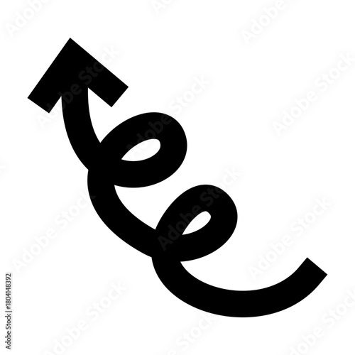 Black spiral arrow pointing upwards, ideal for illustrating progress and growth
