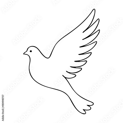 Logo con dibujo de línea continua de paloma volando 