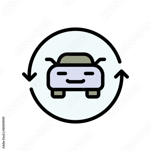 Car sharing color icon. Rental vehicle. Urban transportation, mobility. Vacation car flat symbol. Isolated illustration.