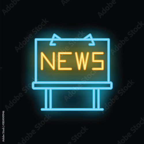 Neon sign showing the word news written in yellow and blue