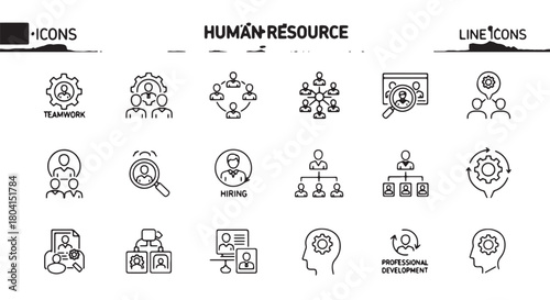 Human resources line icon set vector symbols for business management isolated on white background