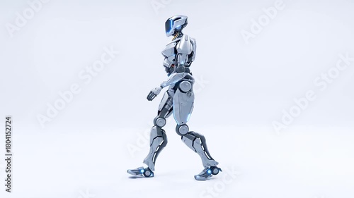 walking robot isolated silhouette bot white background technology white process humanoid