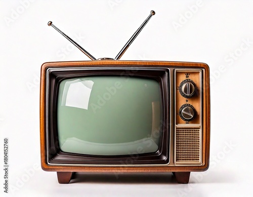  Front view old vintage tv isolated on white background 