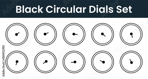 Clean Minimal Monochrome Circular Time Labels Set with 5-60 Minute Intervals Bold Numbers Radial Lines | Modern Flat Vector Timer Badges and Clock Icons Pack
