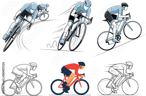 Cyclist riding a racing bicycles