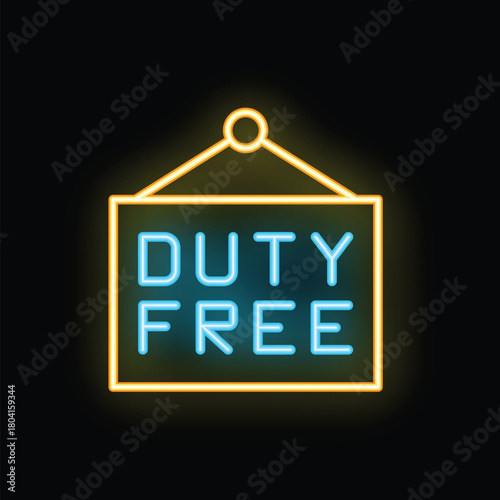 Neon sign showing duty free shopping sign, perfect for travel and tourism concepts
