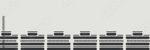 A repeating pattern of stylized black containers with horizontal lines on a light gray background image