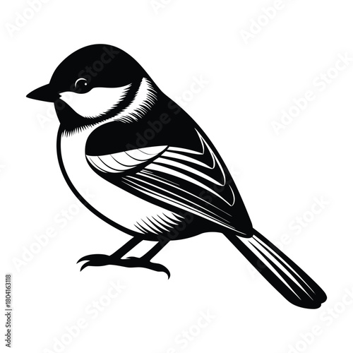 Black capped chickadee silhouette vector icon