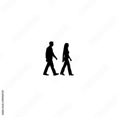 Dynamic silhouette of business team walking forward with purpose and confidence in their stride