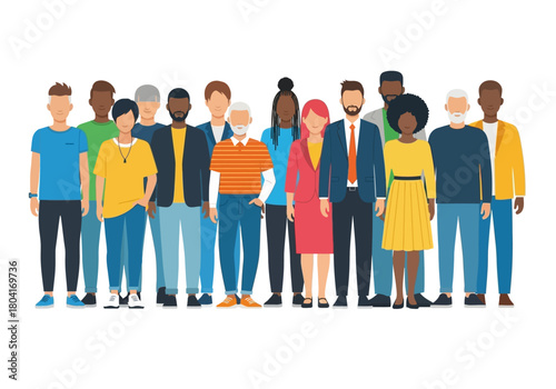 Diverse Group of People Standing Together in a Crowd.