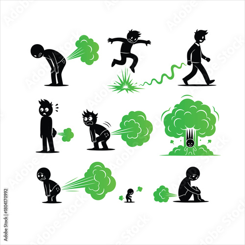 silhouettes of people farting