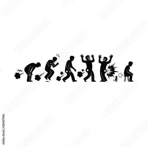 Comedy Fart Character Silhouette Set