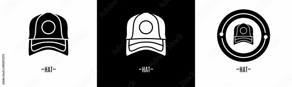 Fototapeta premium Hat logo set. Collection of black and white logos. Stock vector.
