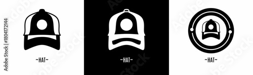 Hat logo set. Collection of black and white logos. Stock vector.