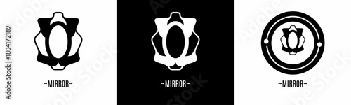 Mirror logo set. Collection of black and white logos. Stock vector.