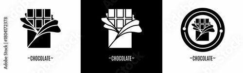 Chocolate logo set. Collection of black and white logos. Stock vector.