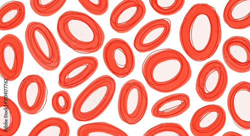 Vibrant coral abstract oval shapes create a playful, modern pattern perfect for energetic designs and dynamic backgrounds.