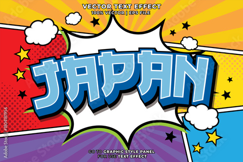 Japan Tokyo Comic Manga Style Font Editable Text Effect. Cartoon Pop Art Text Comic Style Theme