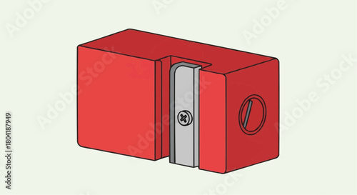 Red pencil sharpener, essential tool for students and artists, isolated on