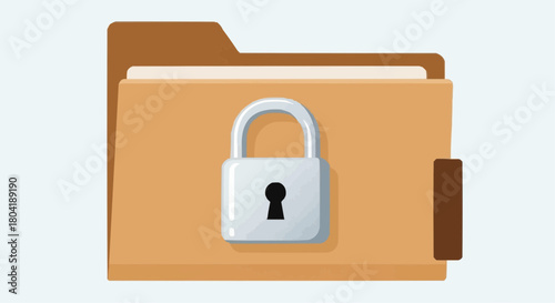 Illustration of a folder with a padlock, symbolizing data security and privacy isolated on for sensitive information protection