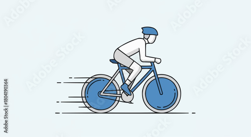 Cyclist speeding on a bicycle, symbolizing fitness and healthy lifestyle isolated on, ideal for sports and wellness projects