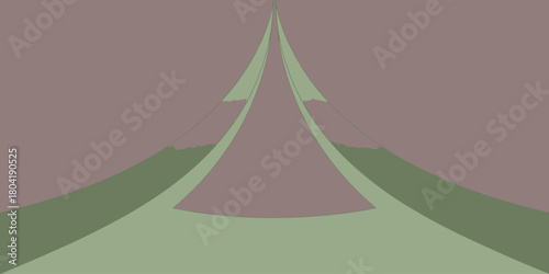 Abstract image featuring a central upward pointing shape with muted green and brown color palette
