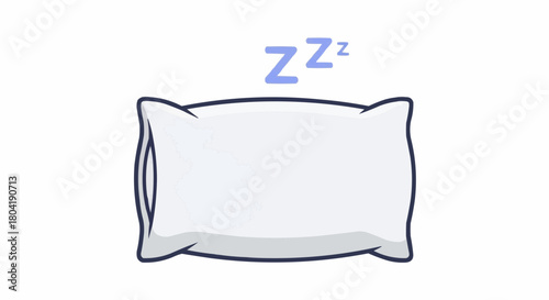Sleepy pillow with zzz isolated on, a soft and comfortable cushion for resting your head and getting a good nights sleep