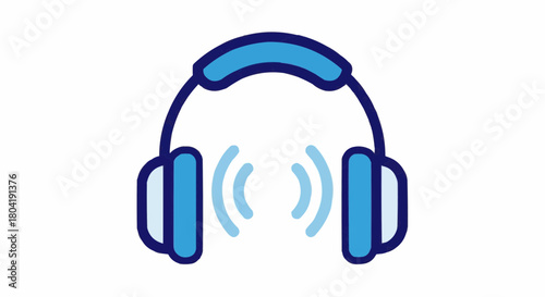 Blue headphones emitting sound waves, isolated on, perfect for music lovers and audiophiles seeking immersive audio experiences