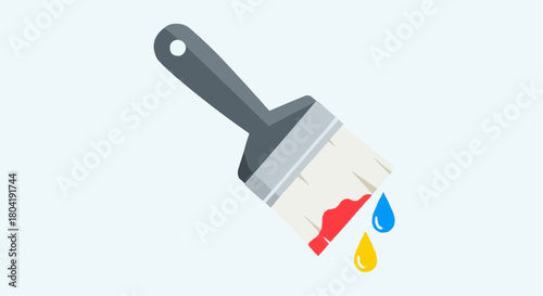 Colorful paint brush illustration with dripping paint isolated on, perfect for art supply store or painting service promotion