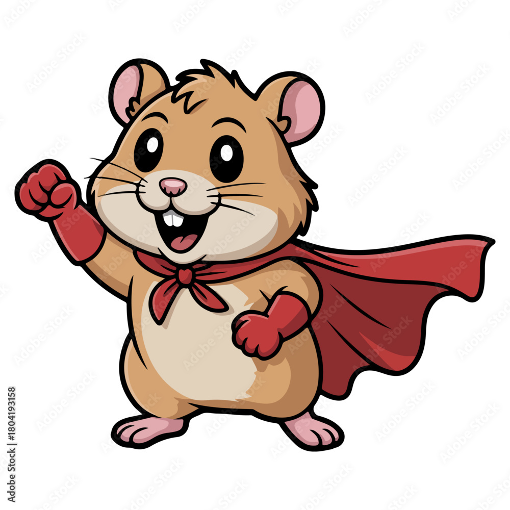 Fototapeta premium A heroic hamster with a red cape, ready to save the day