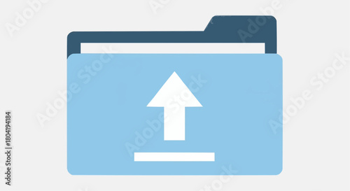 Illustration of a folder with an upload arrow isolated on, representing file transfer, data storage, and cloud