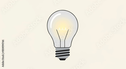 Illustration of a light bulb with a glowing filament, symbolizing ideas and innovation isolated on