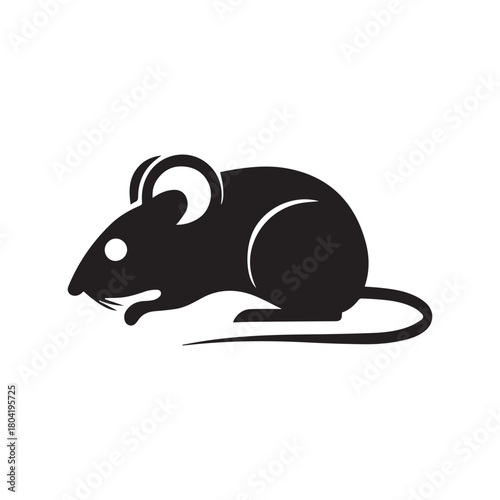 Silhouette style minimal mouse logo t-shirt design featuring clean black vector art, modern simple rodent illustration, perfect for animal lovers, minimalist fashion, unique graphic tees, and stylish 