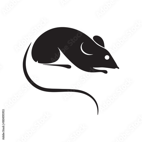 Silhouette style minimal mouse logo t-shirt design featuring clean black vector art, modern simple rodent illustration, perfect for animal lovers, minimalist fashion, unique graphic tees, and stylish 