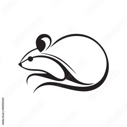 Silhouette style minimal mouse logo t-shirt design featuring clean black vector art, modern simple rodent illustration, perfect for animal lovers, minimalist fashion, unique graphic tees, and stylish 