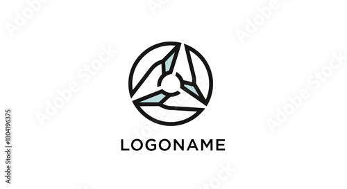 Modern and abstract circular logo design with a stylized three-pointed star shape
