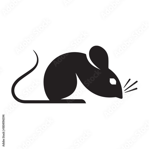 Silhouette style minimal mouse logo t-shirt design featuring clean black vector art, modern simple rodent illustration, perfect for animal lovers, minimalist fashion, unique graphic tees, and stylish 