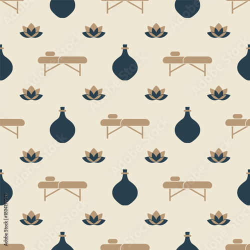 Spa Wellness Pattern Massage Table Essential Oils Relaxation